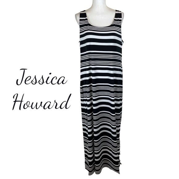 Jessica Howard Dresses Jessica Howard Black White Striped Maxi Dress Poshmark